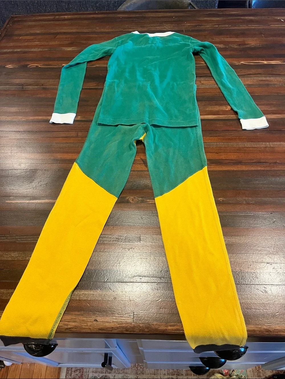 Kids size 10  Hannah Anderson Elf Green and Yellow Slim Pajamas